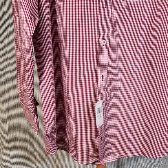 NEW Nick‎ Graham Large $65 Red Gingham Stretch Modern Fit Dress Shirt 16-16.5 - Picture 3 of 11